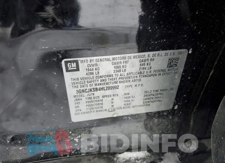 3GNCJKSB4HL289992 Photo# 14