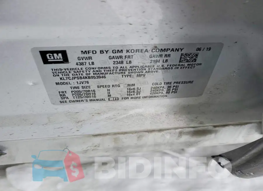 KL7CJPSB4KB953946 Photo# 14