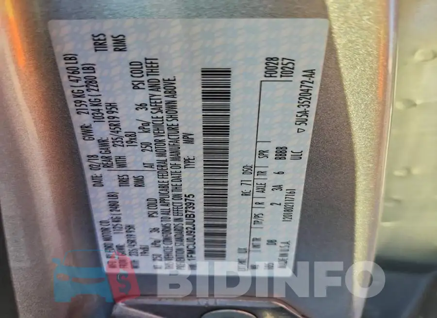 1FMCU0J92JUB73975 Photo# 12