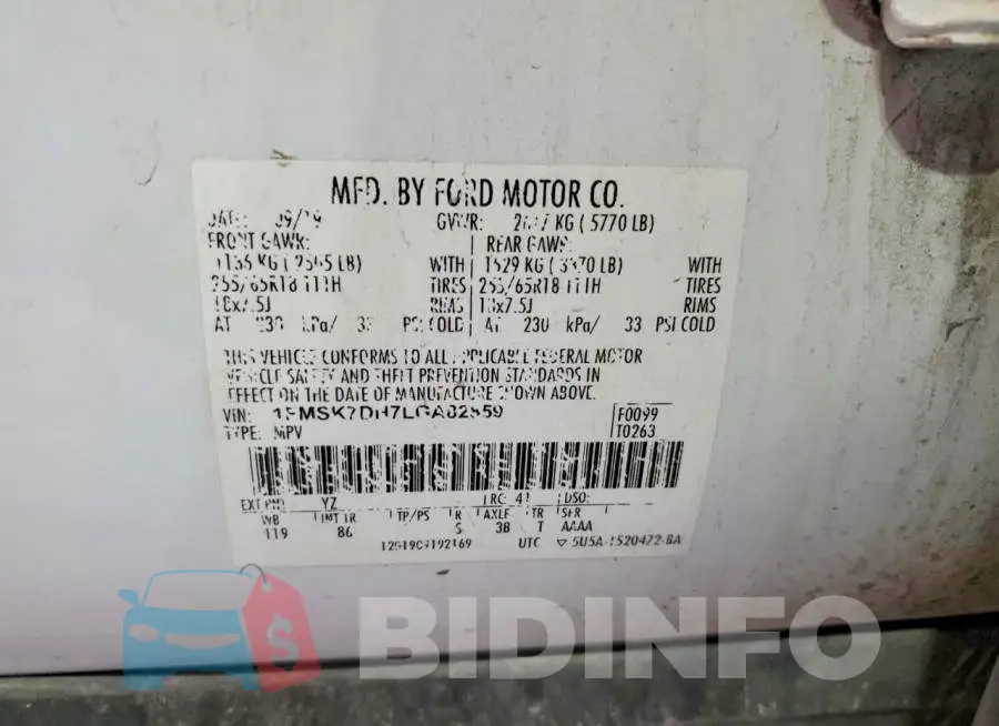 1FMSK7DH7LGA82859 Photo# 13