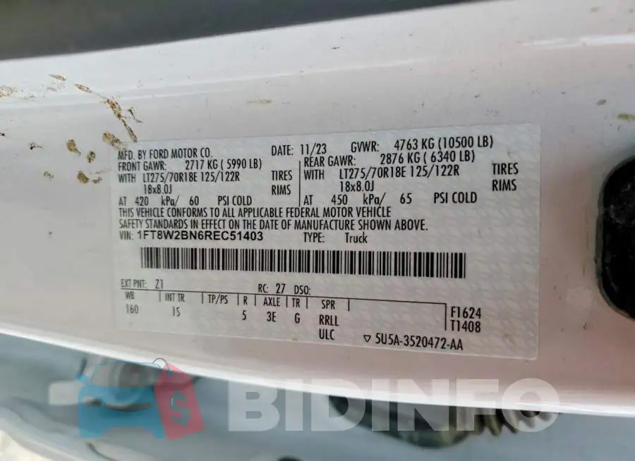 1FT8W2BN6REC51403 Photo# 12