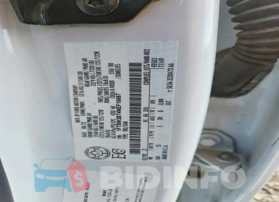 1FT8W3BT4NEF16687 Photo# 12