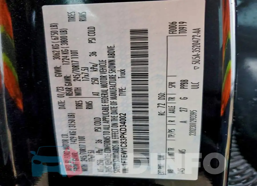1FTEW1C83PKD34002 Photo# 12