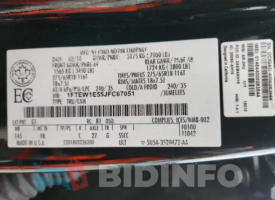 1FTEW1E55JFC67051 Photo# 13