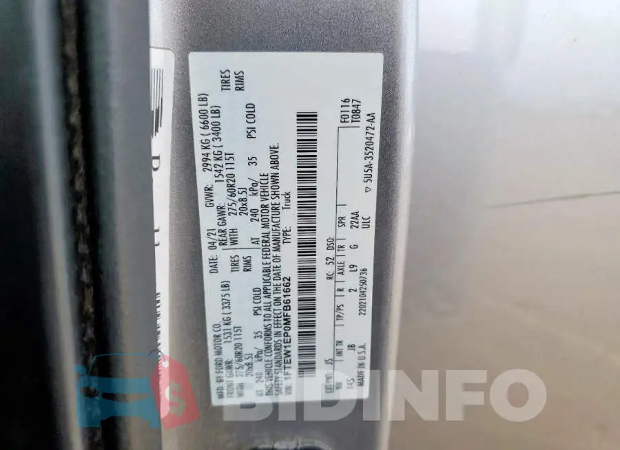 1FTEW1EP0MFB61662 Photo# 12