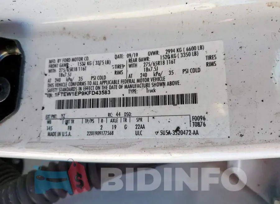 1FTEW1EP9KFD43583 Photo# 12