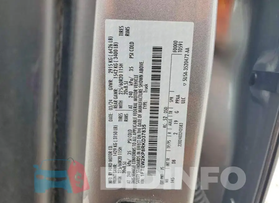 1FTEW2KP8RKD37835 Photo# 12