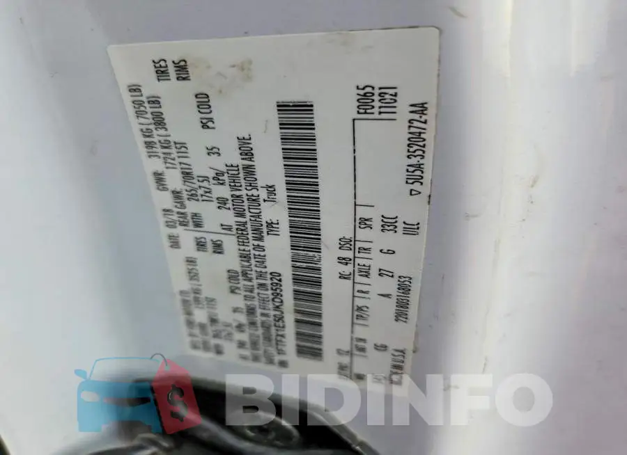 1FTFX1E50JKD95920 Photo# 12