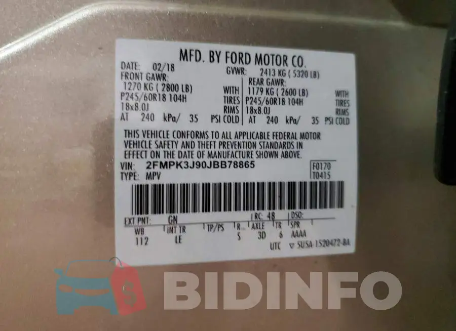 2FMPK3J90JBB78865 Photo# 13
