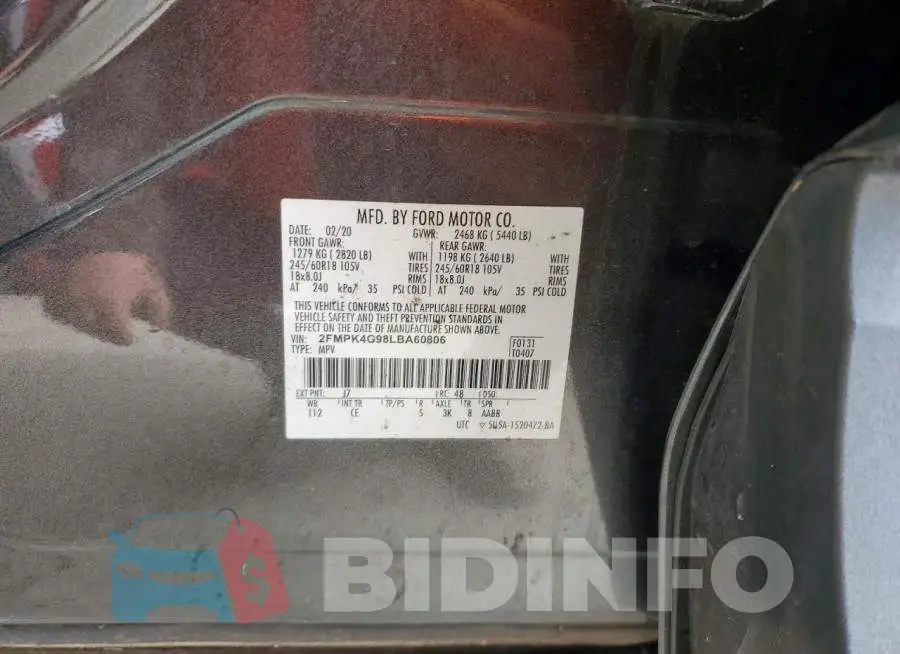 2FMPK4G98LBA60806 Photo# 12