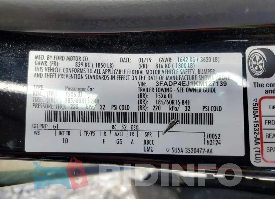 3FADP4EJ1KM127139 Photo# 13