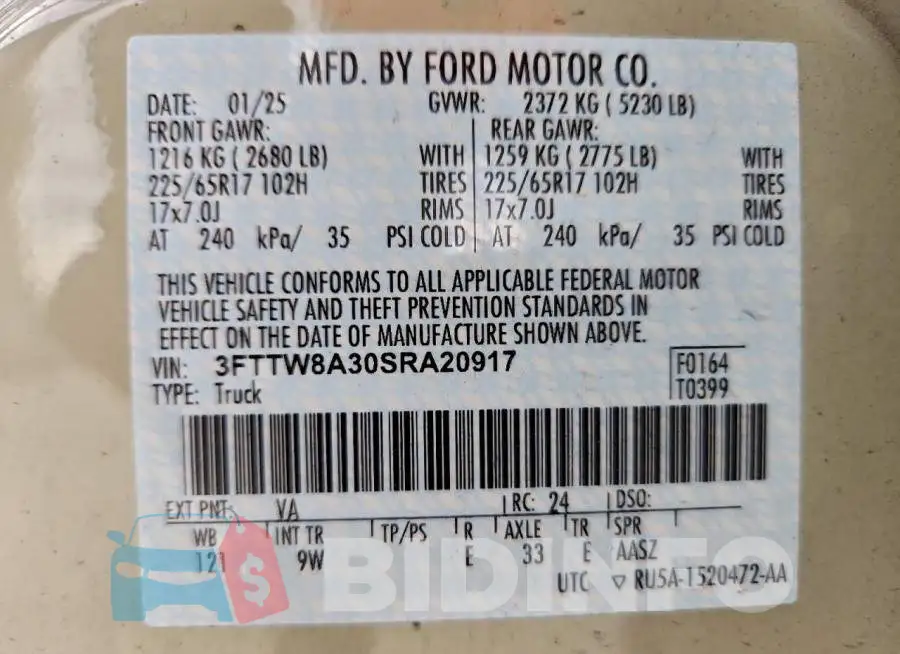 3FTTW8A30SRA20917 Photo# 13