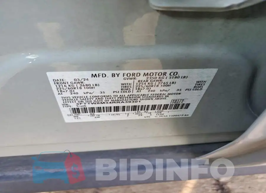 3FTTW8M34RRA39301 Photo# 12