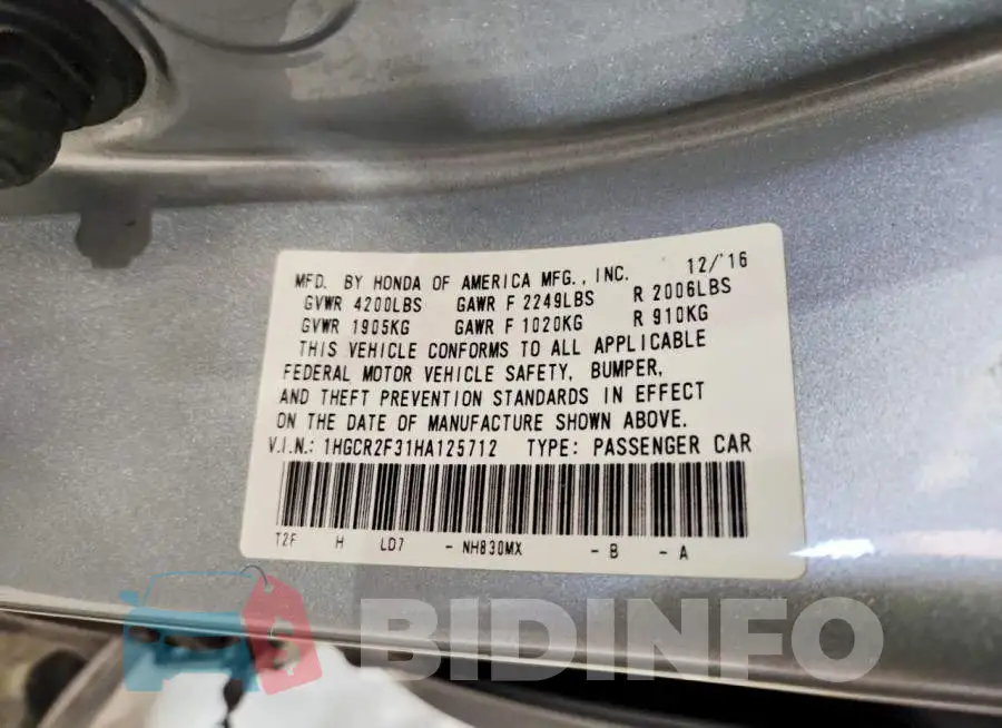 1HGCR2F31HA125712 Photo# 12