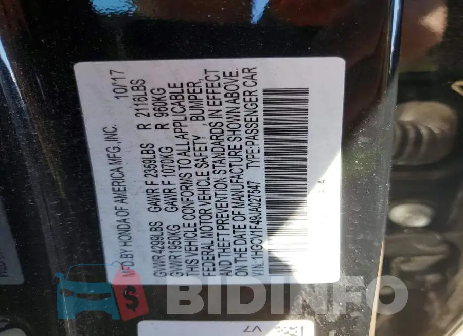 1HGCV1F49JA027547 Photo# 12