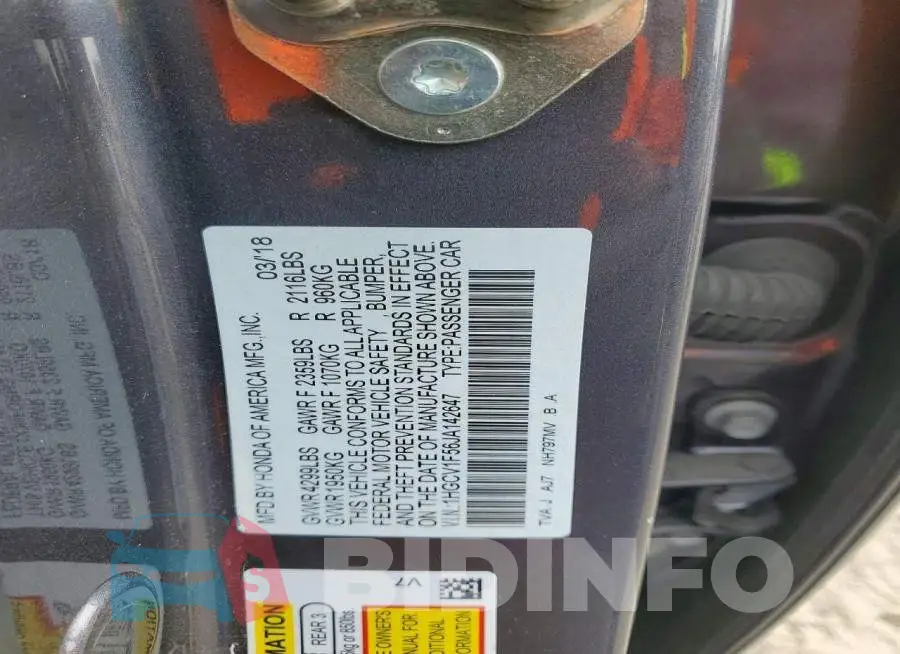 1HGCV1F56JA142647 Photo# 12