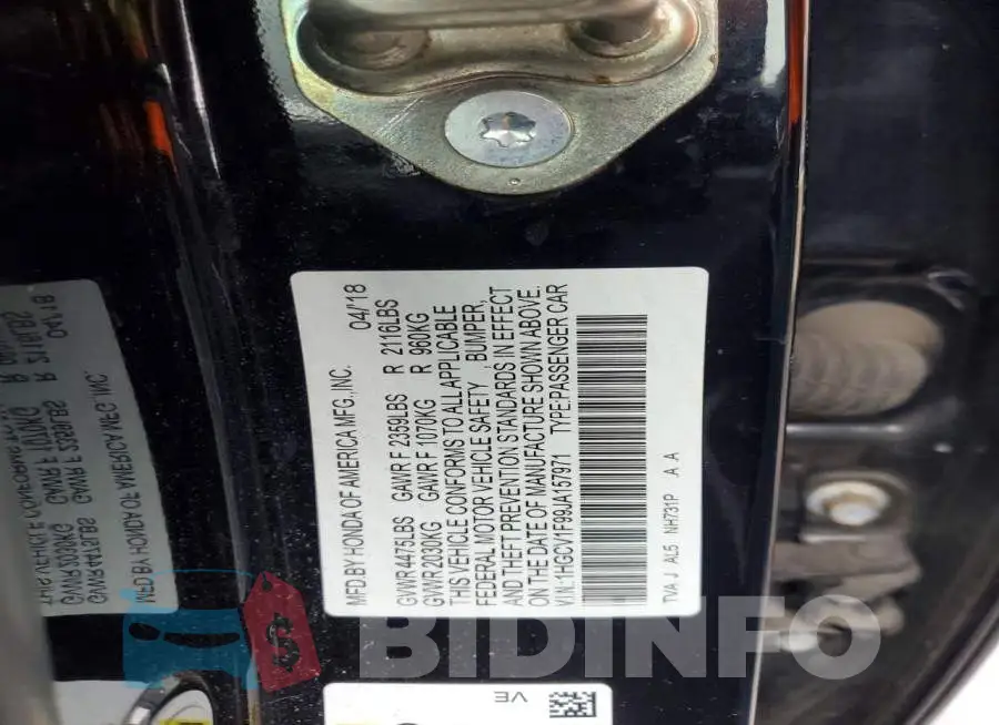 1HGCV1F99JA157971 Photo# 12