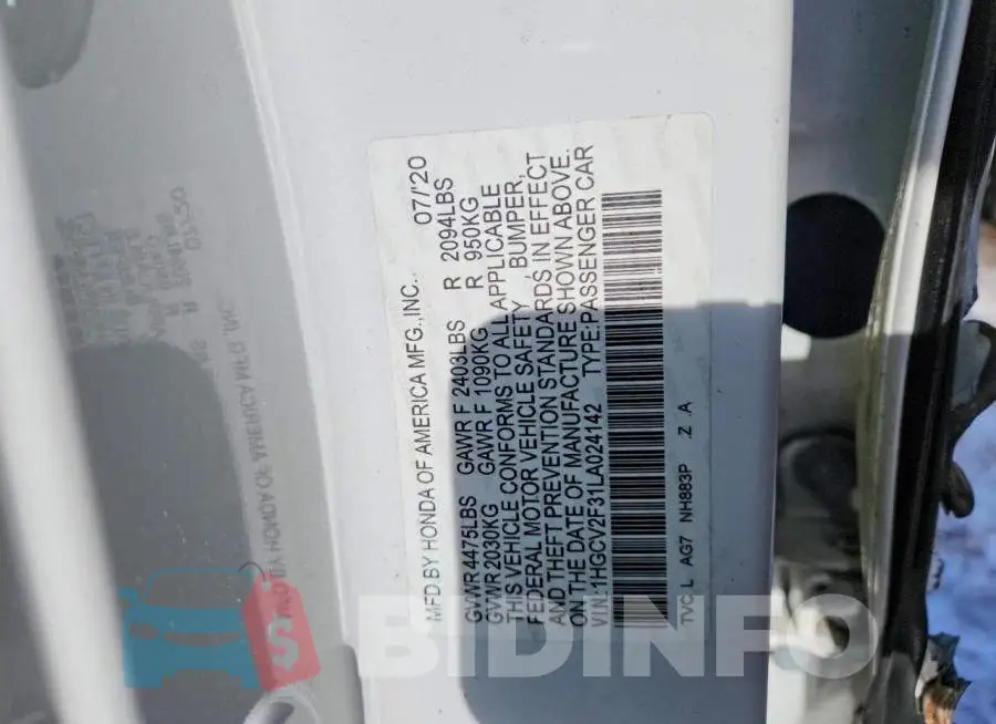 1HGCV2F31LA024142 Photo# 13
