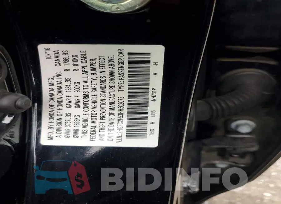 2HGFC2F53HH502073 Photo# 12