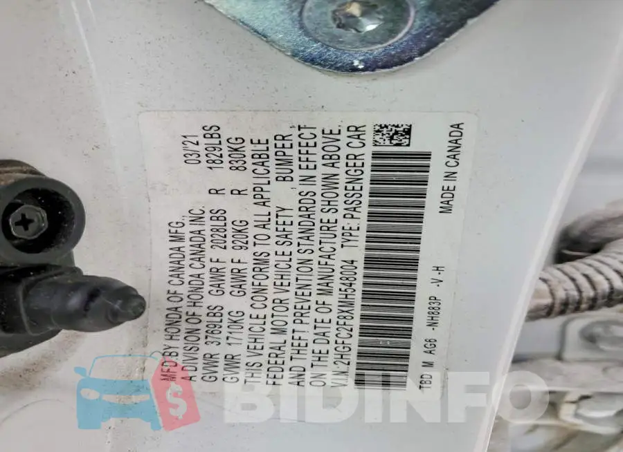 2HGFC2F8XMH548004 Photo# 12