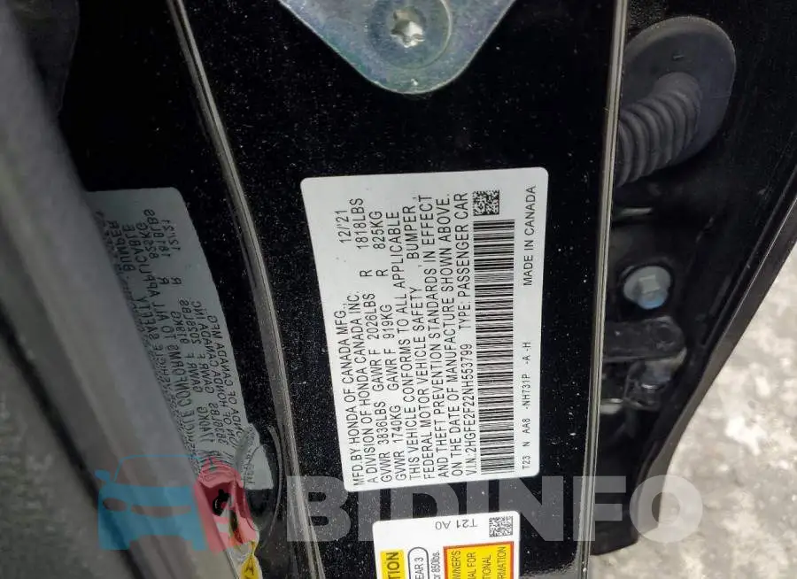 2HGFE2F22NH553799 Photo# 12