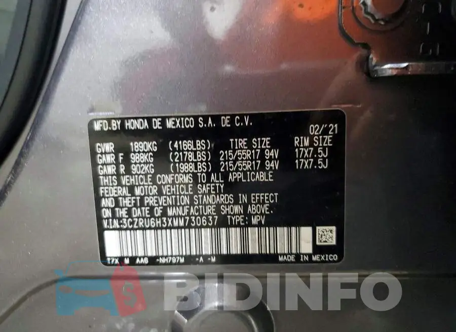 3CZRU6H3XMM730637 Photo# 14
