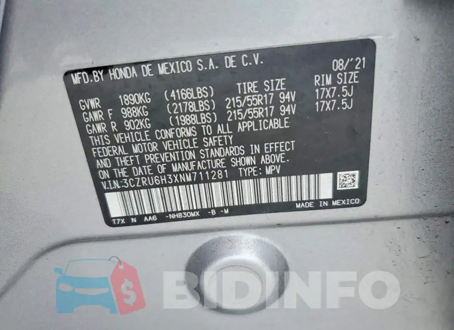 3CZRU6H3XNM711281 Photo# 13
