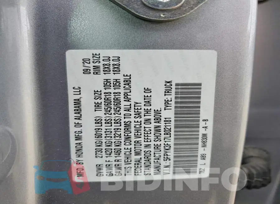 5FPYK3F17LB021181 Photo# 12