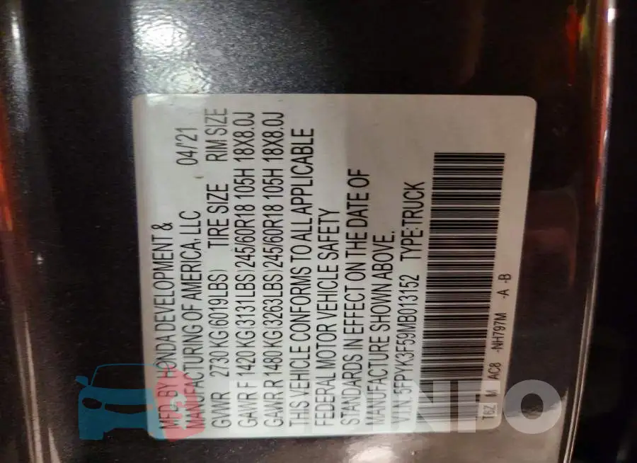 5FPYK3F59MB013152 Photo# 12