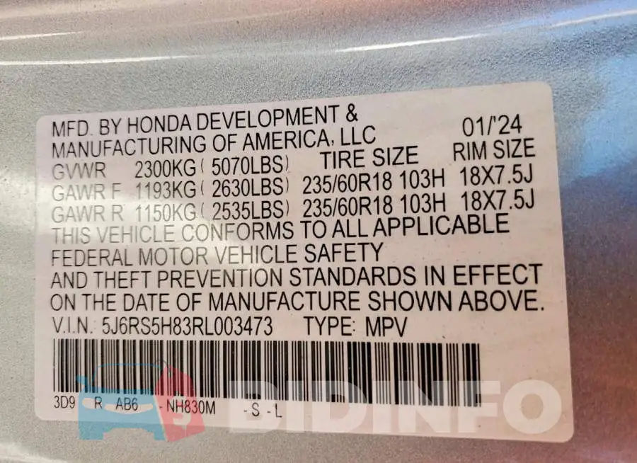 5J6RS5H83RL003473 Photo# 14