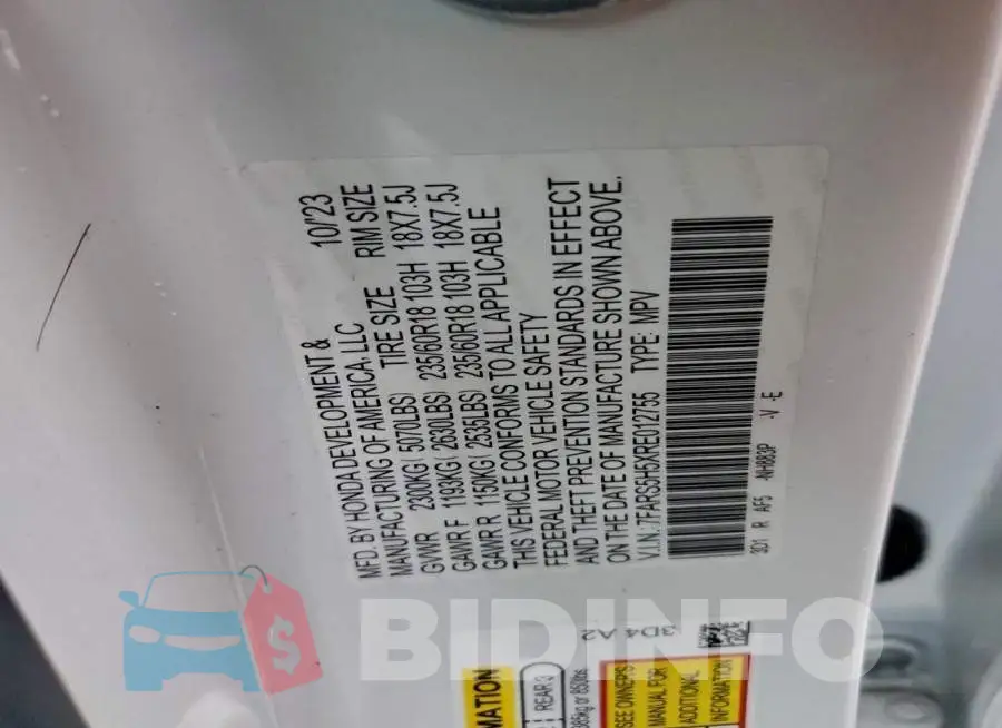 7FARS5H5XRE012755 Photo# 14