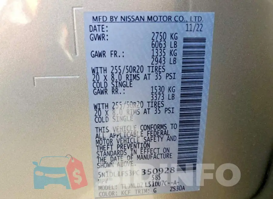 5N1DL1FS3PC350928 Photo# 13