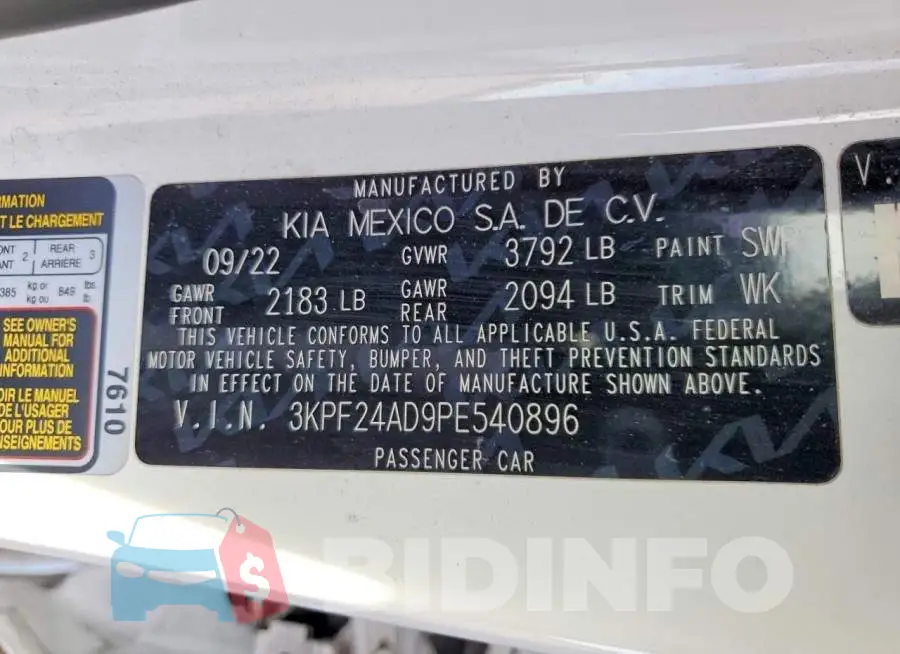 3KPF24AD9PE540896 Photo# 12