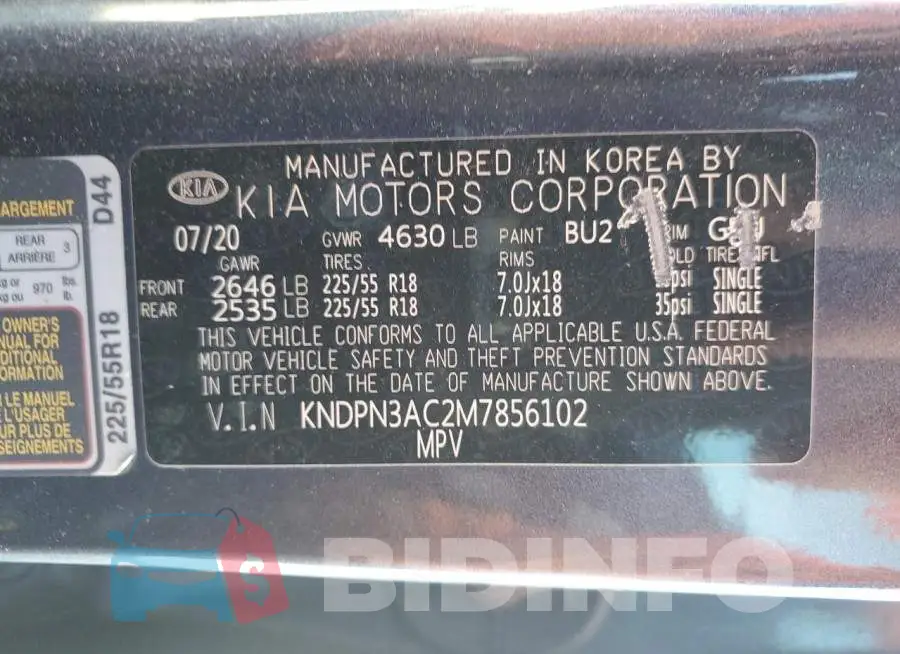 KNDPN3AC2M7856102 Photo# 13