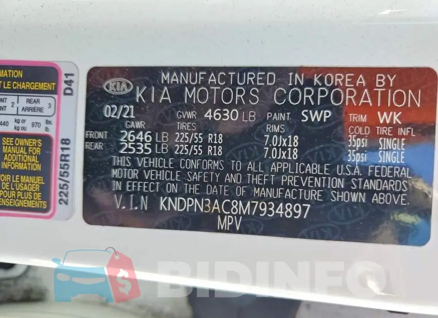 KNDPN3AC8M7934897 Photo# 12