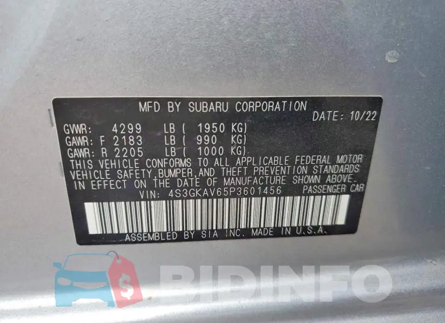 4S3GKAV65P3601456 Photo# 13