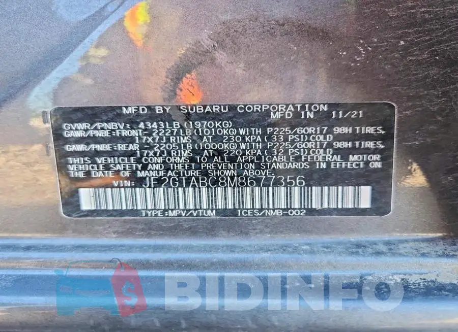 JF2GTABC8M8677356 Photo# 13