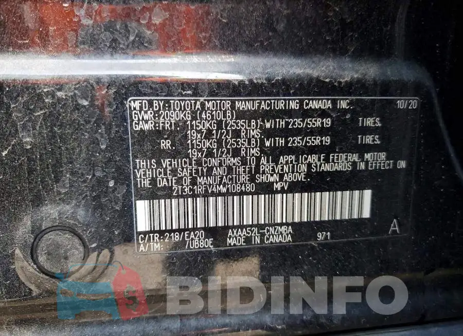 2T3C1RFV4MW108480 Photo# 14