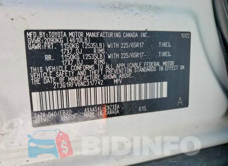 2T3G1RFV6NC317742 Photo# 13