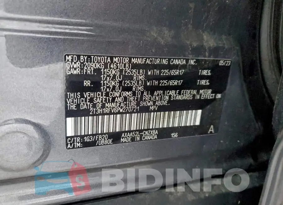 2T3H1RFV6PW270721 Photo# 12