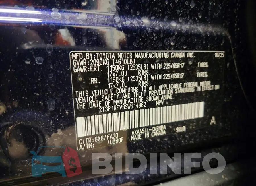2T3P1RFV8SW614862 Photo# 14