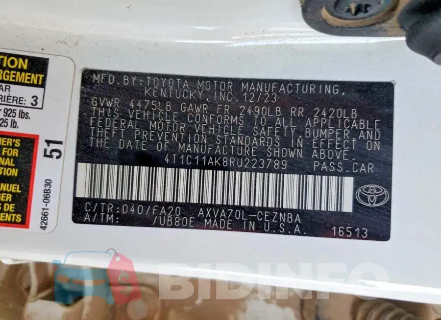 4T1C11AK8RU223789 Photo# 13