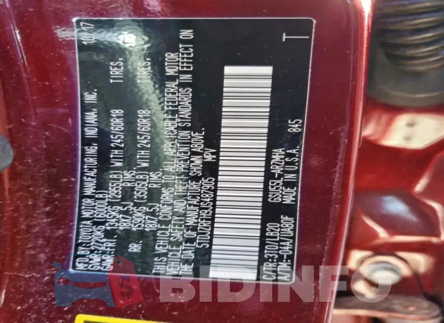 5TDJZRFH9JS487905 Photo# 13