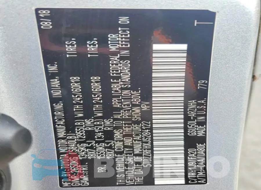 5TDZZRFHXJS284122 Photo# 14