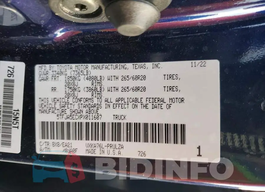 5TFJA5ECXPX011607 Photo# 12