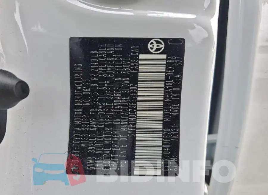 5YFB4MDE7SP324307 Photo# 12