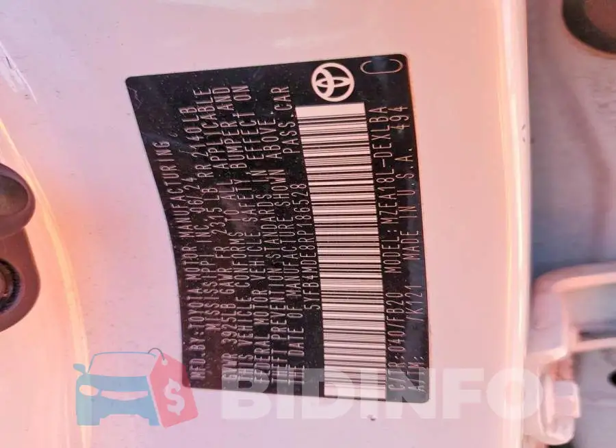 5YFB4MDE8RP186528 Photo# 12
