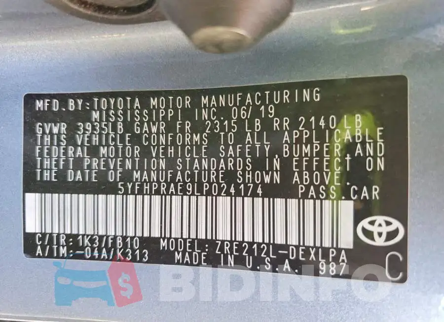 5YFHPRAE9LP024174 Photo# 13