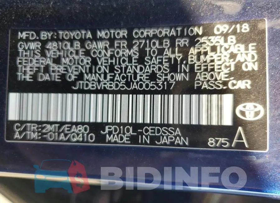 JTDBVRBD5JA005317 Photo# 12