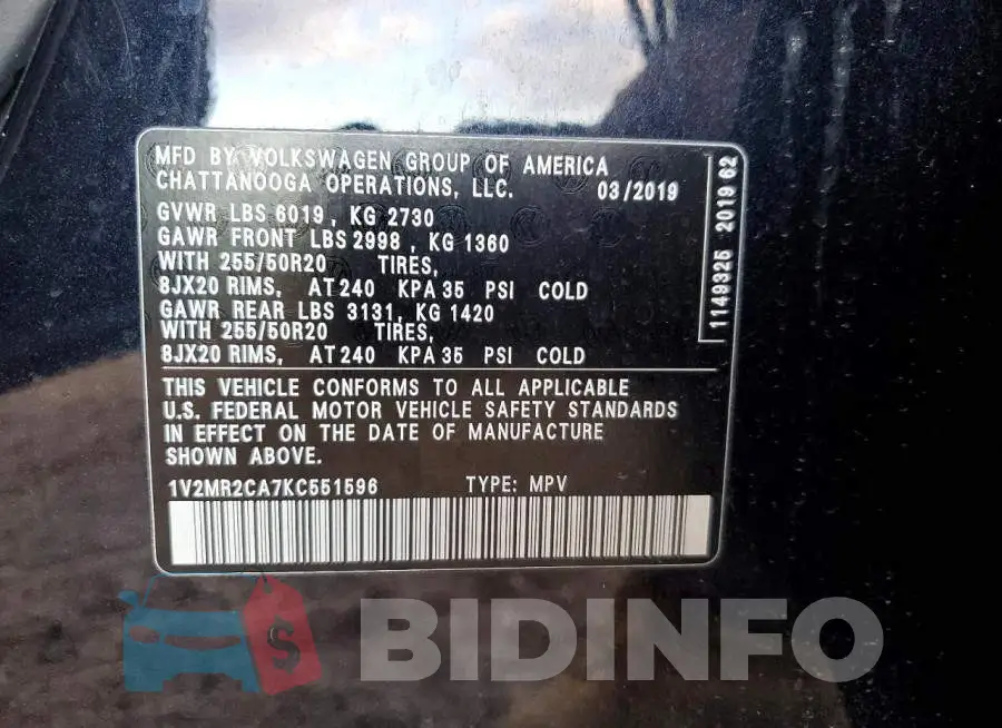 1V2MR2CA7KC551596 Photo# 13